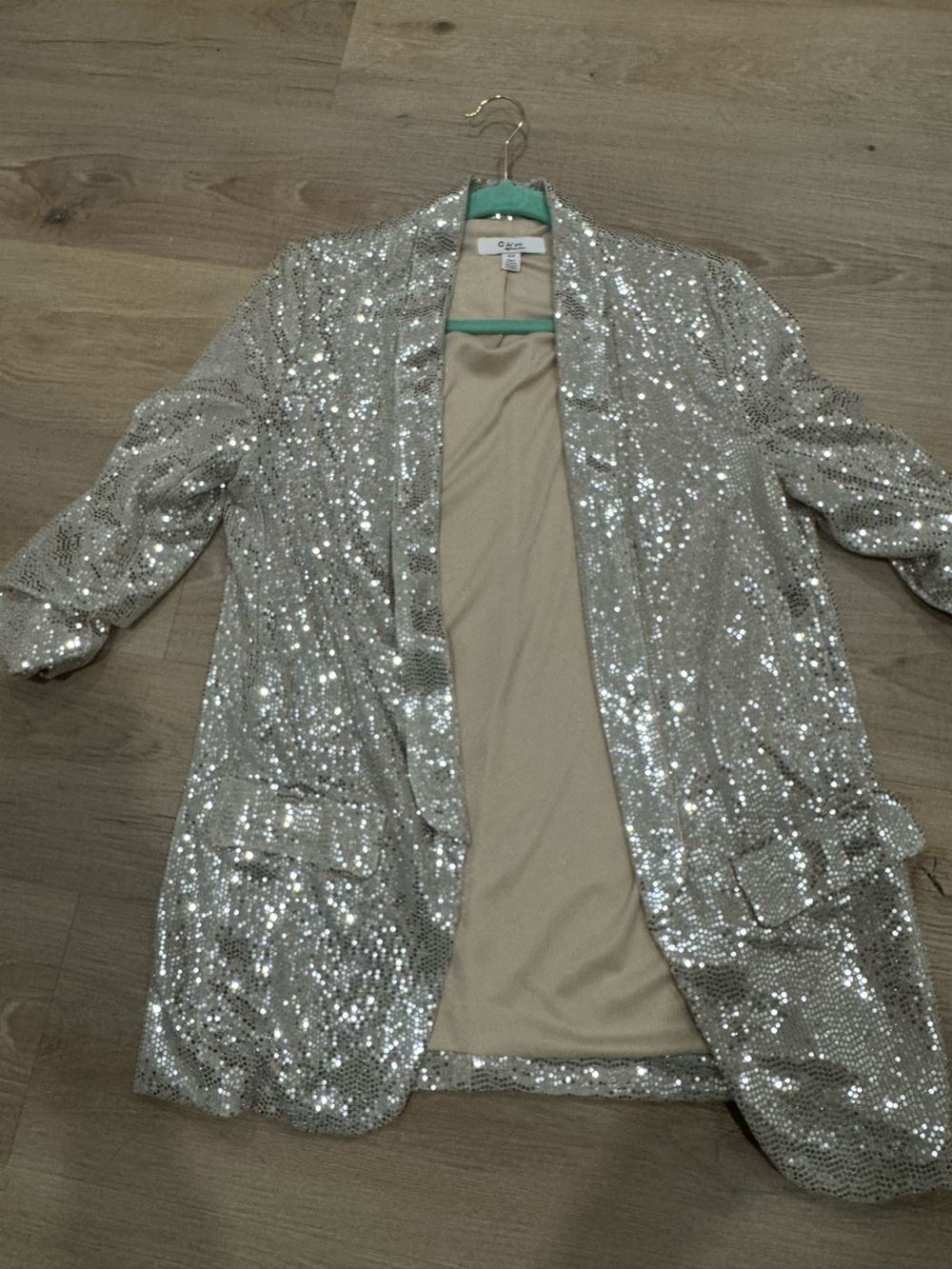 Silver Sequin Open Blazer